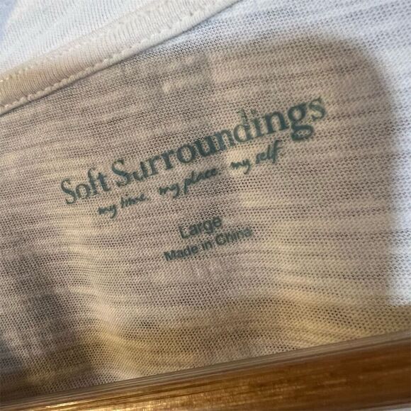 Soft Surroundings Lace Crochet Tee Ivory Eyelet Sleeve Blouse Size L - Picture 3 of 5